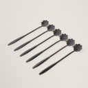 SET X 6 CUCHARAS DE ACERO NEGRO DISEÑO FLOR 18CM