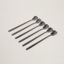 SET X 6 CUCHARAS DE ACERO NEGRO DISEÑO RECTO 15CM