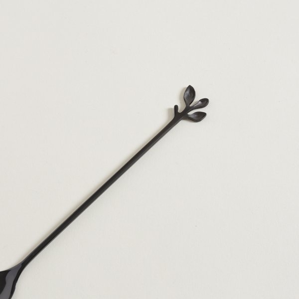 SET X 6 CUCHARAS MILKSHAKE DE ACERO NEGRO STEM  19