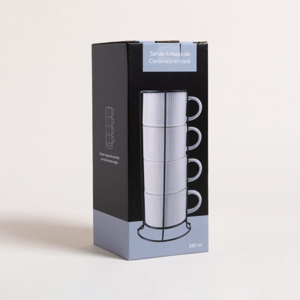 SET X 4 TAZAS GRATED EN RACK 285 ML