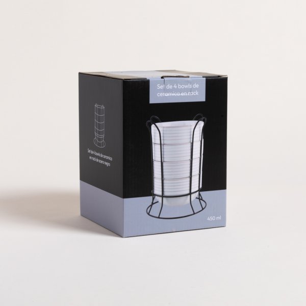 SET X 4 BOWLS LINES EN RACK 450 ML