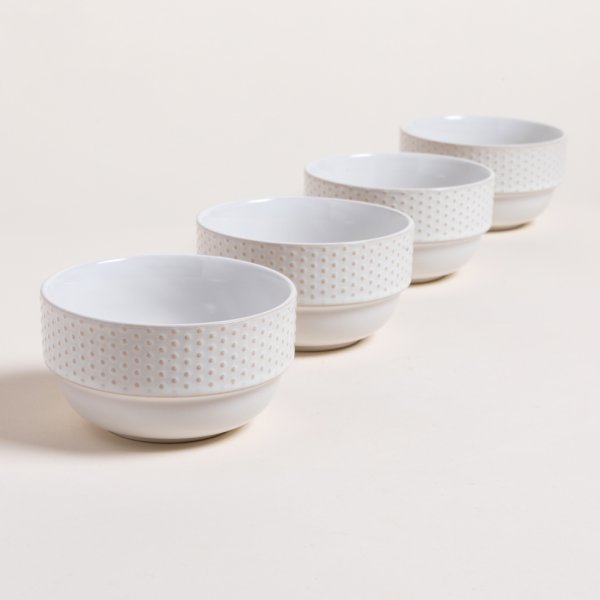 SET X 4 BOWLS DOTTS EN RACK 450 ML