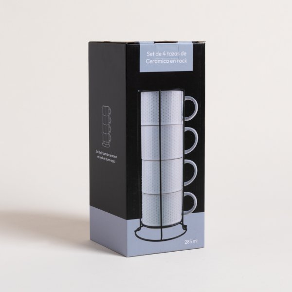 SET X 4 TAZAS DOTTS EN RACK 285 ML