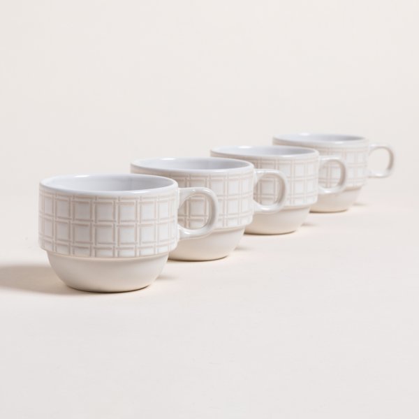 SET X 4 TAZAS CUBES EN RACK 230 ML