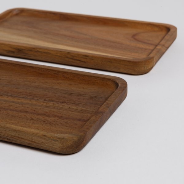 SET X 2 BANDEJITAS RECTANGULARES DE ACACIA 20X11 C