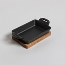 PROVOLETERA RECTANGULAR DE HIERRO CON BASE DE ACACIA 19 X 11 CM VASSA HOME