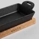 PROVOLETERA RECTANGULAR DE HIERRO CON BASE DE ACACIA 19 X 11 CM VASSA HOME