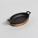 PROVOLETERA OVAL DE HIERRO CON BASE DE ACACIA 22X12 VASSA HOME