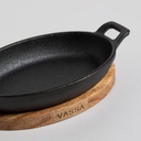 PROVOLETERA OVAL DE HIERRO CON BASE DE ACACIA 22X12 VASSA HOME