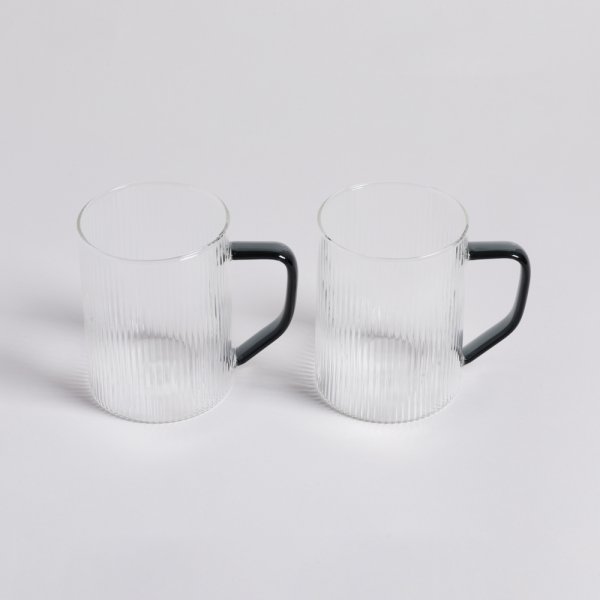 SET X 2 MUGS DE BOROSILICATO CON MANGO NEGRO 360 