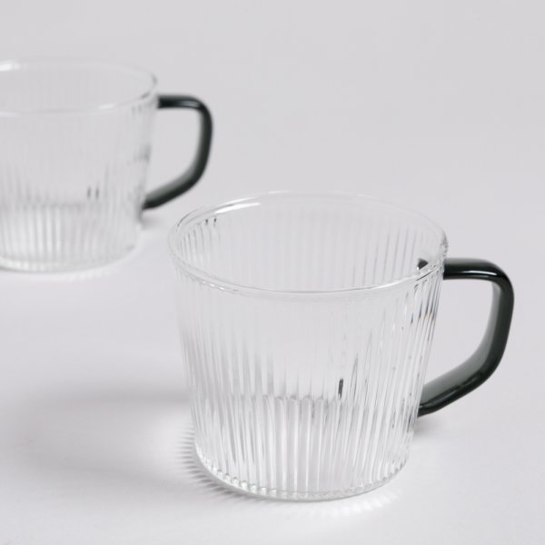SET X 2 MUGS DE BOROSILICATO CON MANGO NEGRO 300 M