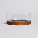 BOWL DE VIDRIO CON BASE DE ACACIA 1,8 L VASSA HOME