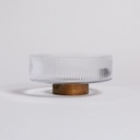 BOWL DE VIDRIO CON BASE DE ACACIA 1,2 L