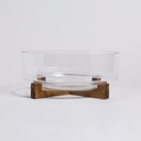 BOWL DE VIDRIO CON BASE DE ACACIA 3,6 L