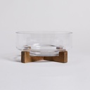 BOWL DE VIDRIO CON BASE DE ACACIA 2,2 L