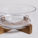 BOWL DE VIDRIO CON BASE DE ACACIA 2,2 L