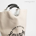 CESTO LAUNDRY DELICATE CON MANIJA CRUDO 58X28CM