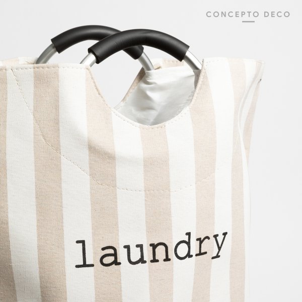 CESTO LAUNDRY RAYAS ANCHAS CRUDO 56X28CM