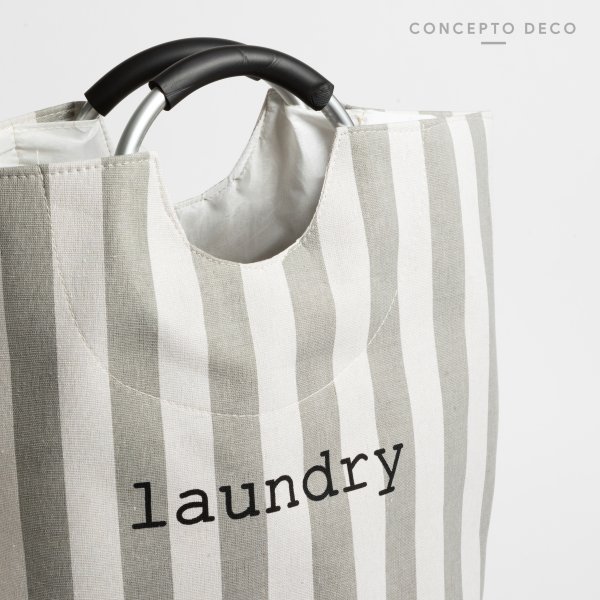 CESTO LAUNDRY RAYAS ANCHAS GRIS 56 X 28CM