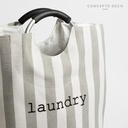 CESTO LAUNDRY RAYAS ANCHAS GRIS 56 X 28CM