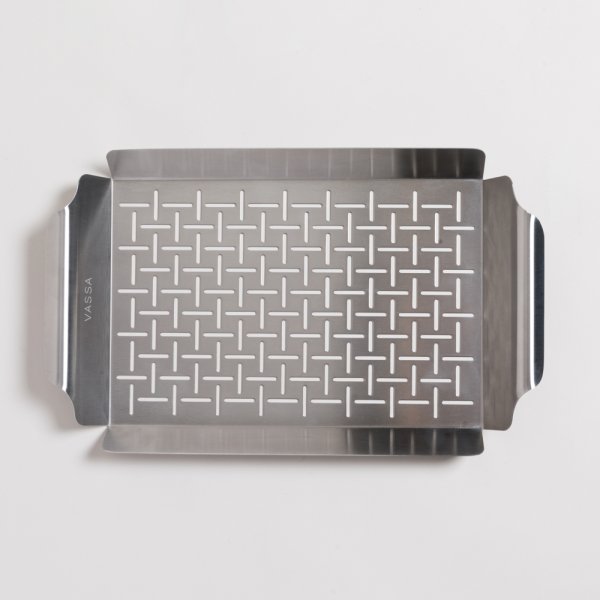 BANDEJA RECTANGULAR PARA PARRILLA DE ACERO INOXIDABLE 39X23 CM  VASSA HOME
