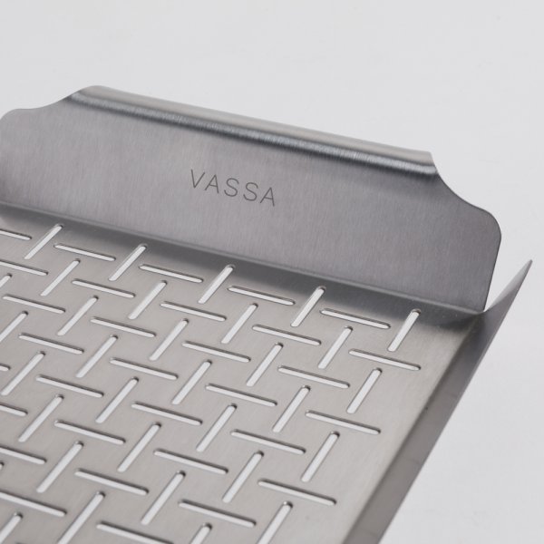 BANDEJA RECTANGULAR PARA PARRILLA DE ACERO INOXIDABLE 39X23 CM  VASSA HOME