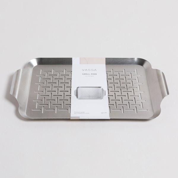 BANDEJA RECTANGULAR PARA PARRILLA DE ACERO INOXIDABLE 43X25 CM VASSA HOME