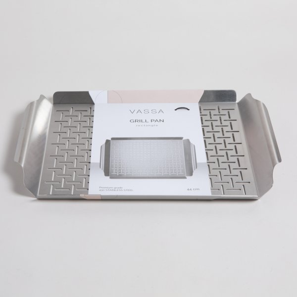 BANDEJA RECTANGULAR PARA PARRILLA DE ACERO INOXIDABLE 44X30 CM VASSA HOME
