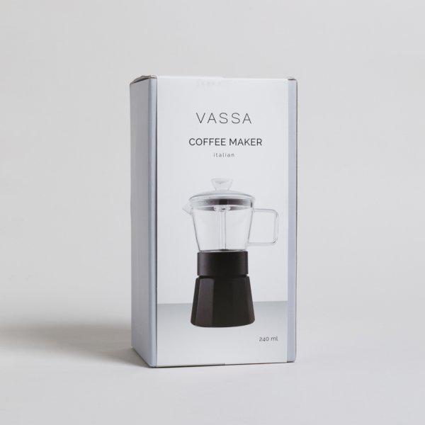 CAFETERA TIPO ITALIANA DE BOROSILICATO 240 ML VASSA HOME