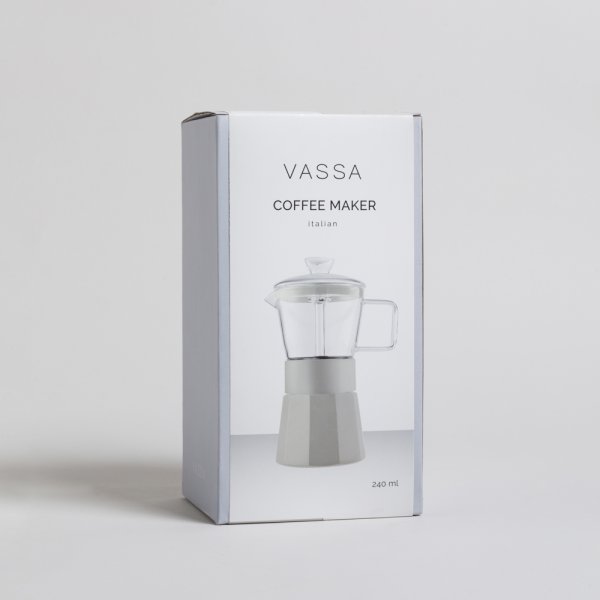 CAFETERA TIPO ITALIANA DE BOROSILICATO 240 ML VASSA HOME