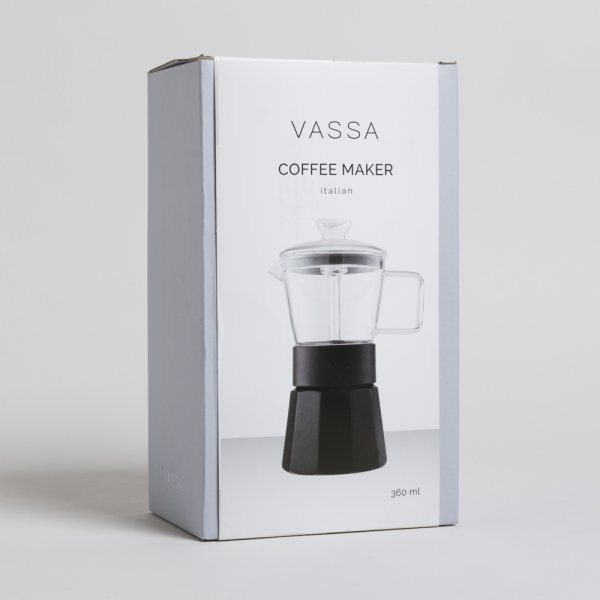 CAFETERA TIPO ITALIANA DE BOROSILICATO 360 ML VASSA HOME