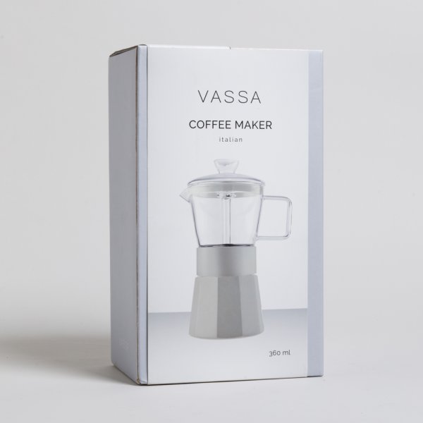 CAFETERA TIPO ITALIANA DE BOROSILICATO 360 ML VASSA HOME