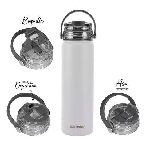 BOTELLA DEPORTIVA AKWA ACERO INOX 650 CC BLANCO WATERDOG