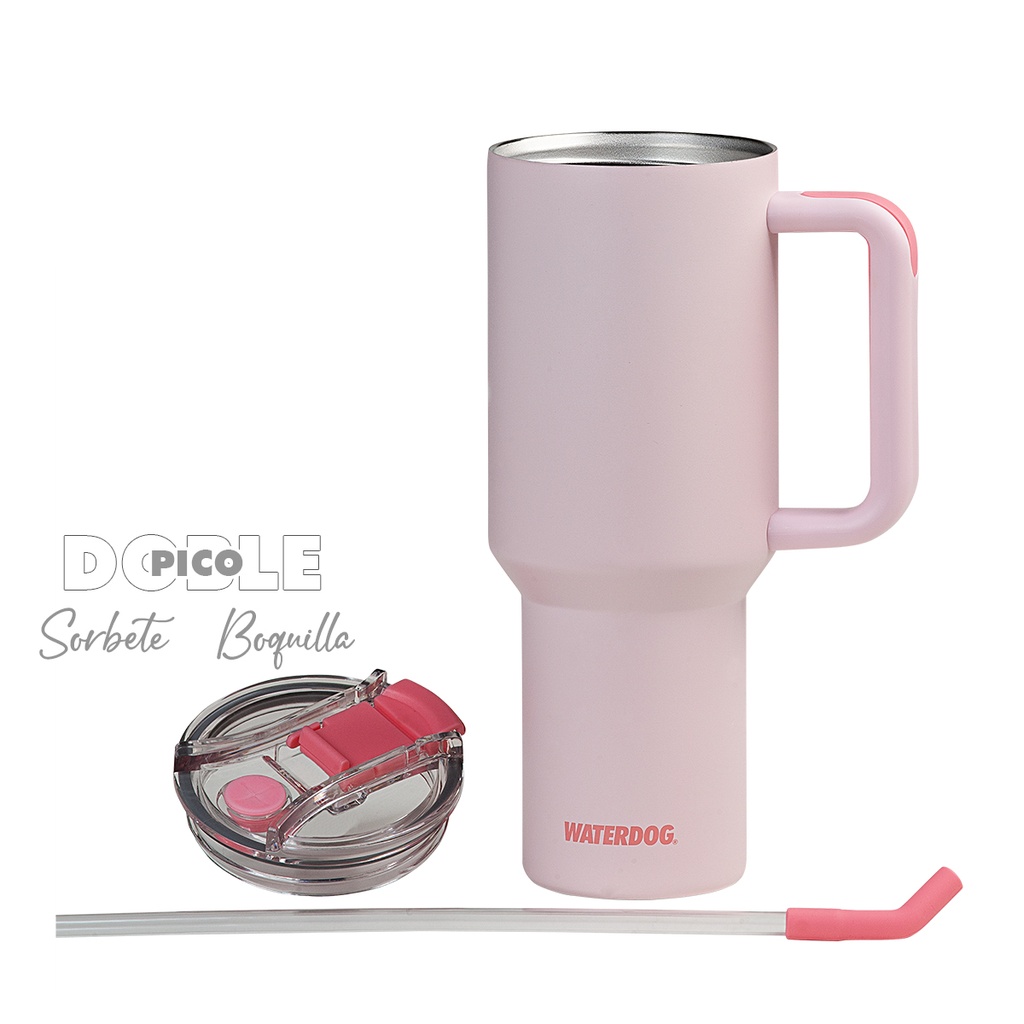 VASO DOBLE PARED 1200 CC ROSA ACERO INOX WATERDOG