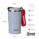 VASO DOBLE PARED CERAMICA 480 CC LAVANDA ACERO AISI 304 WATERDOG CLYDE