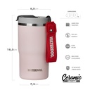 VASO DOBLE PARED CERAMICA 480 CC ROSA ACERO AISI 304 WATERDOG CLYDE