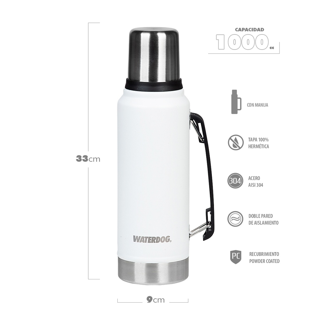 TERMO WATERDOG OMBÚ 1 LT MANIJA PICO CEBADOR BLANCO