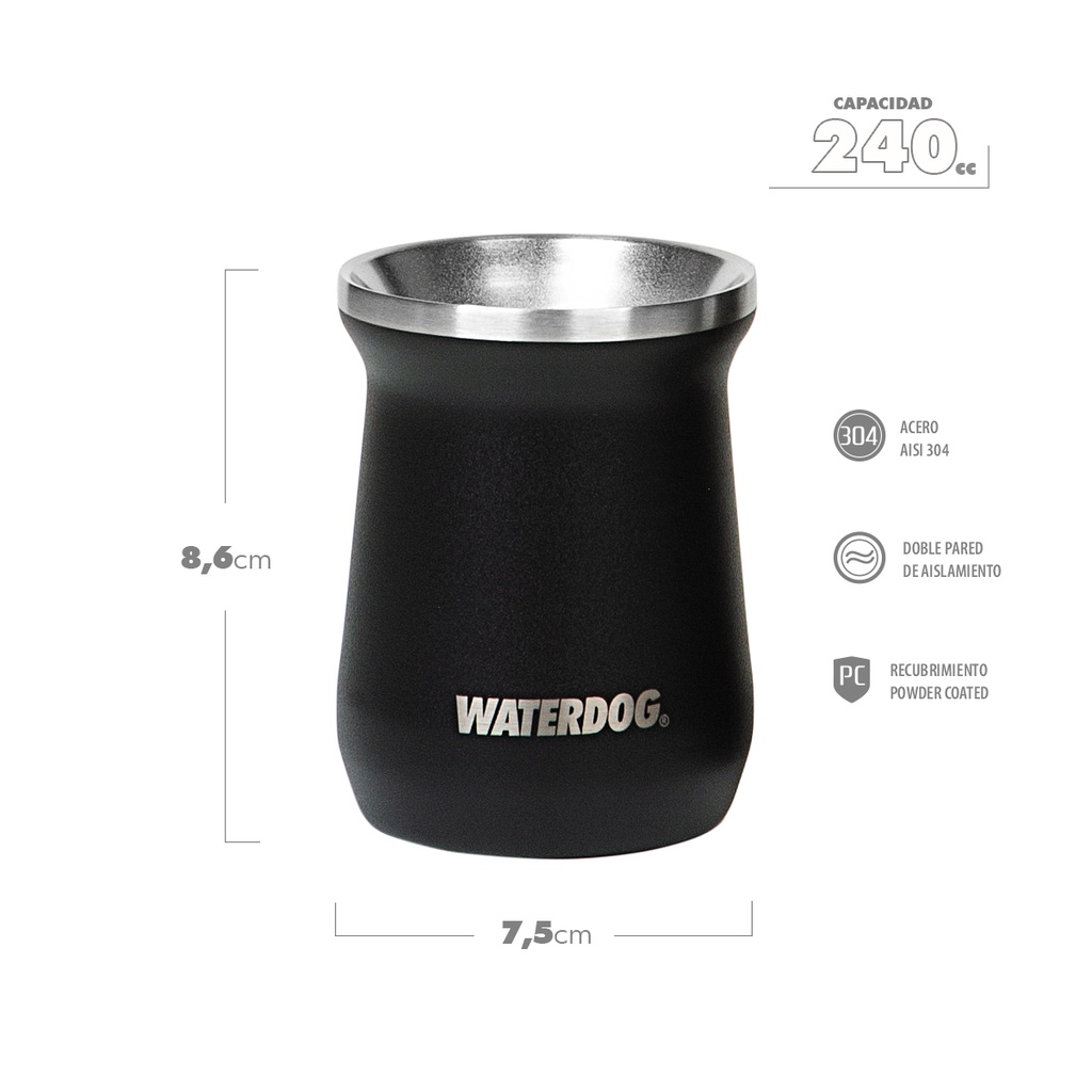 MATE ZOILO 240 CC NEGRO ACERO INOX WATERDOG