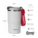 VASO DOBLE PARED CERAMICA 480 CC BLANCO ACERO AISI 304 WATERDOG CLYDE