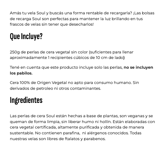 VELAS EN PERLAS BLANCA 250 GRS SOUL CANDLE