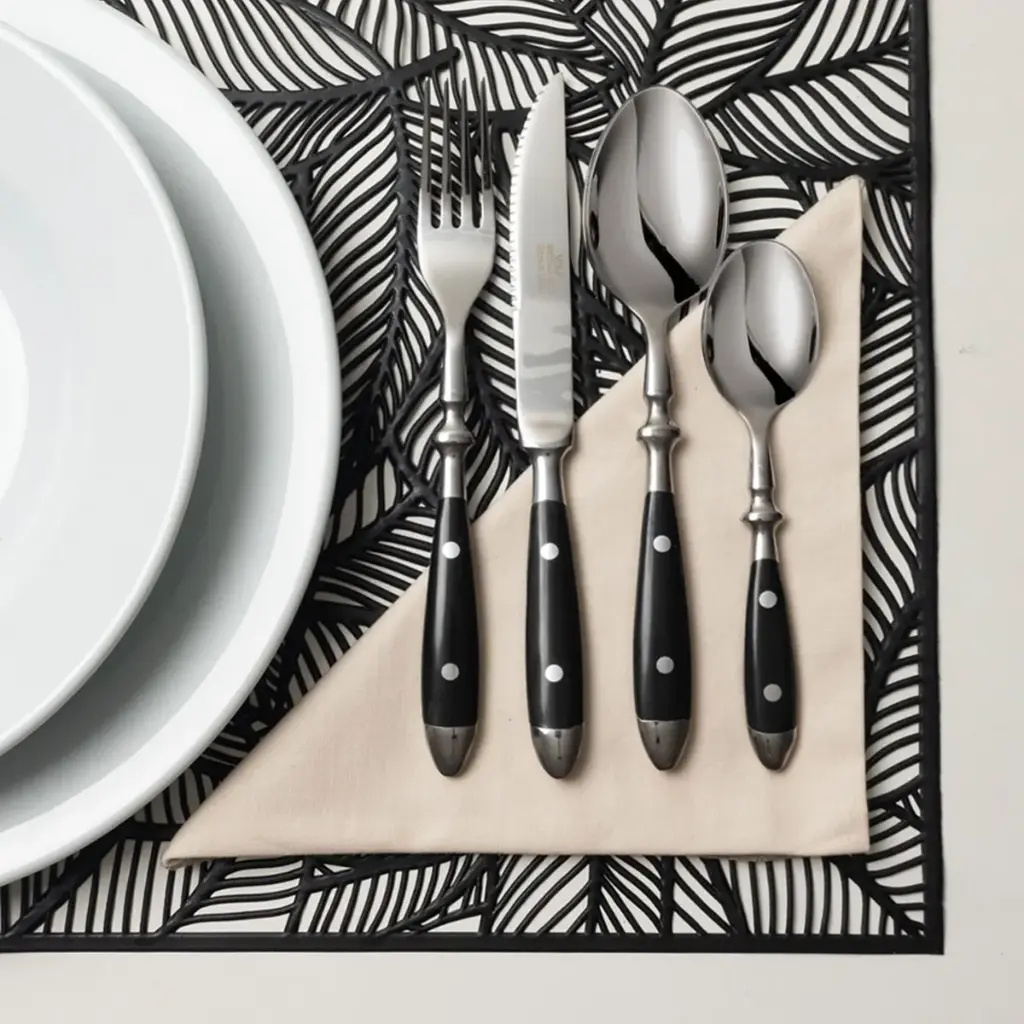 SET CUBIETOS X 24 PIEZAS BISTRO NEGRO ACERO INOXIDABLE VOLF