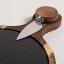 TABLA REDONDA DE ACACIA Y LAJA CON CUCHILLO PARA Q