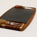 TABLA DE ACACIA Y LAJA CON UTENSILIOS PARA QUESO A