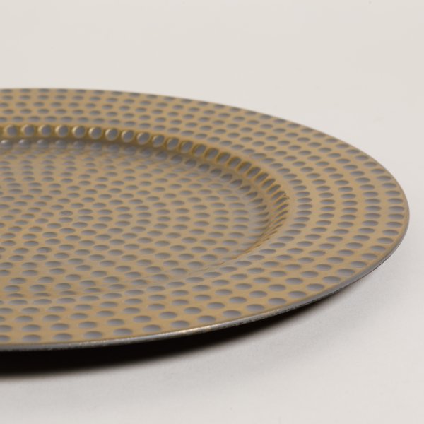 PLATO DE SITIO GREY & GOLD RAYAS 33 CM