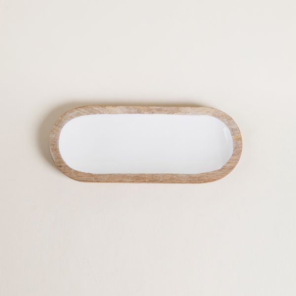 BANDEJA DE MADERA ESMALTADA SAHA 30X13 CM
