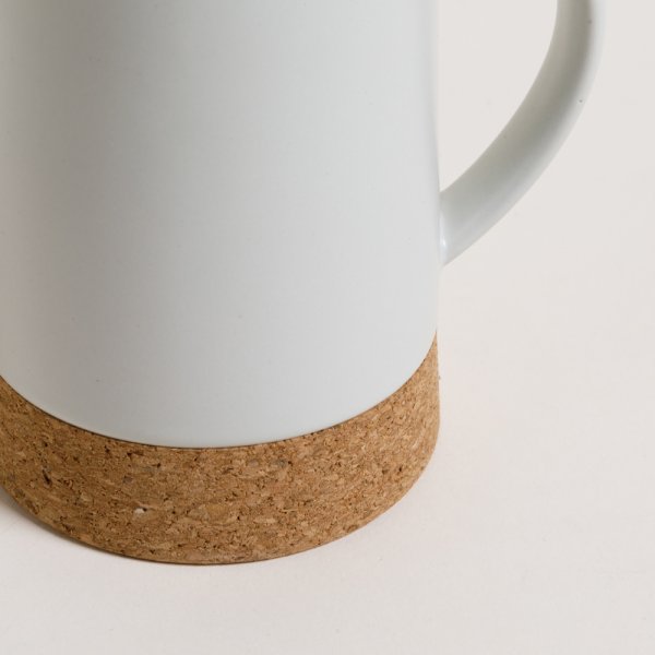 MUG NET WHITE BASE DE CORCHO 310 ML VASSA HOME