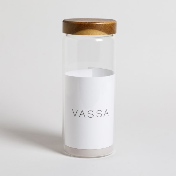 FRASCO REDONDO CON TAPA DE MADERA DE ACACIA 2000 ML VASSA HOME