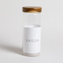 FRASCO REDONDO CON TAPA DE MADERA DE ACACIA 2000 ML VASSA HOME