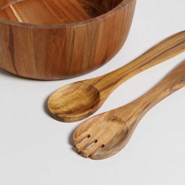 SET DE ENSALADERA REDONDA 25 CM CON CUBIERTOS VASSA HOME