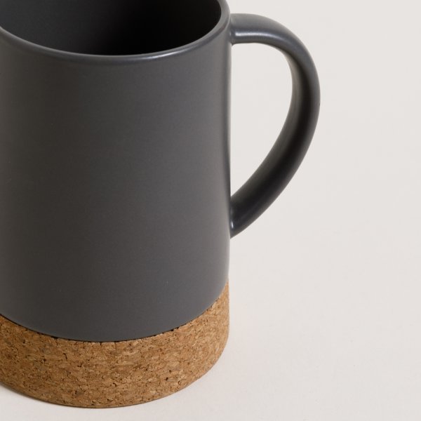 MUG NET GREY BASE DE CORCHO 310 ML VASSA HOME